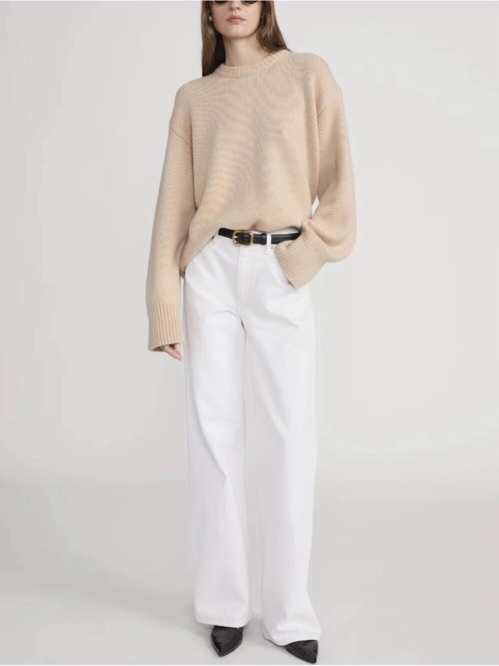 Frame Denim The Stroll in Au Natural Clean White Wide-Leg Jeans size 25